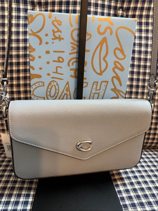 Coach Handbags - Coach Light Gray Pebbled Leather Crossbody with Silver 'C' Hardware
